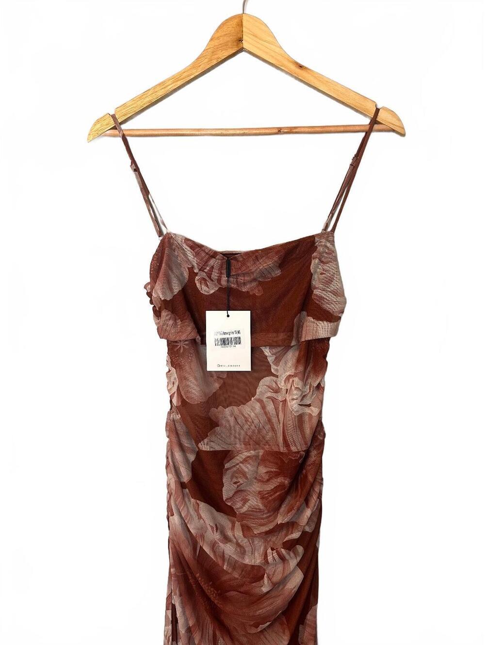 NWT Hello Molly “Palm Princess Mesh Maxi Dress” — Brown. - Picture 5 of 9